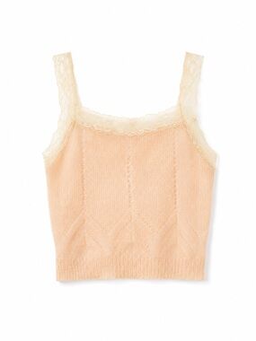 Zara Lace-Trim Peach Knit Cami Tank Top - Women